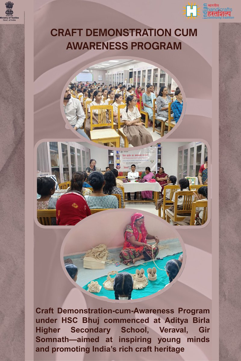 handicraftsdc's tweet image. Launched Craft Demonstration-cum-Awareness Program (CDAP) at Aditya Birla Higher Secondary School organized by HSC Bhuj. Promoting craft awareness among youth! #Handicrafts #CDAP #Gujarat #HSCBhuj