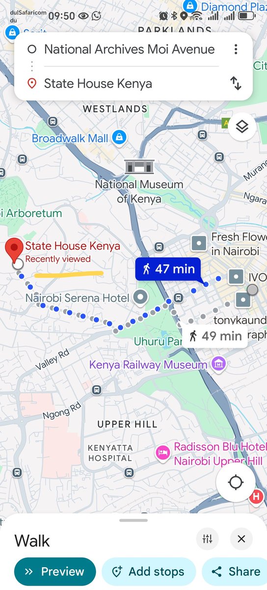 TimonOdongo's tweet image. This is the shortest route from nrb cbd to Statehouse Kenya...#wantam