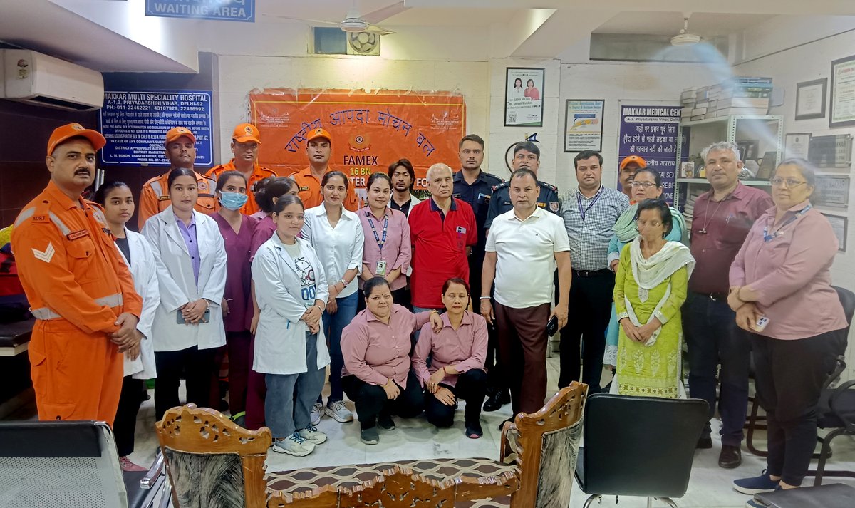 Team <a href="/16NDRF/">16NDRF</a> conducted a Community Awareness Programme at Makkar Multi-Speciality Hospital, Priyadarshini Vihar, Delhi.

Topics covered:
🔹 Types of Disaster
🔹 Fire safety
🔹 Earthquake evacuation Drill
🔹 Heatwave &amp; lightning precautions
Boosting public preparedness!
<a href="/NDRFHQ/">NDRF 🇮🇳</a>