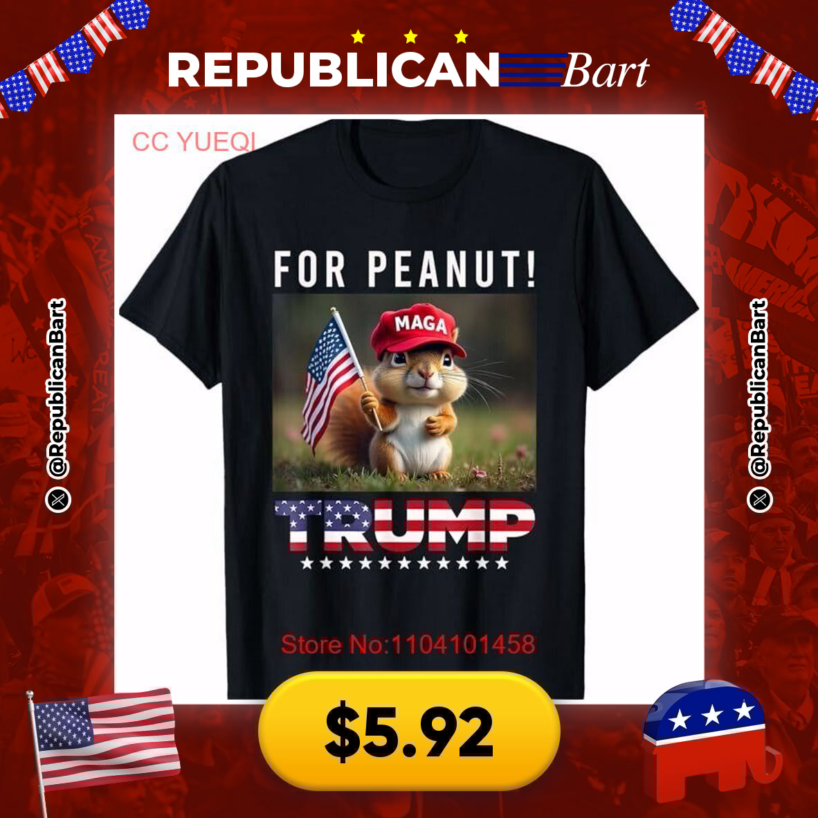 RepublicanBart's tweet image. SQUIRREL POWER 2024! 🐿️🇺🇸👕

👕 Trump 2024 Peanut The Squirrel T-Shirt
💰 $5.92

🔗 s.click.aliexpress.com/e/_omf5iPe

#Trump2024 #SquirrelHumor #PoliticalMerch