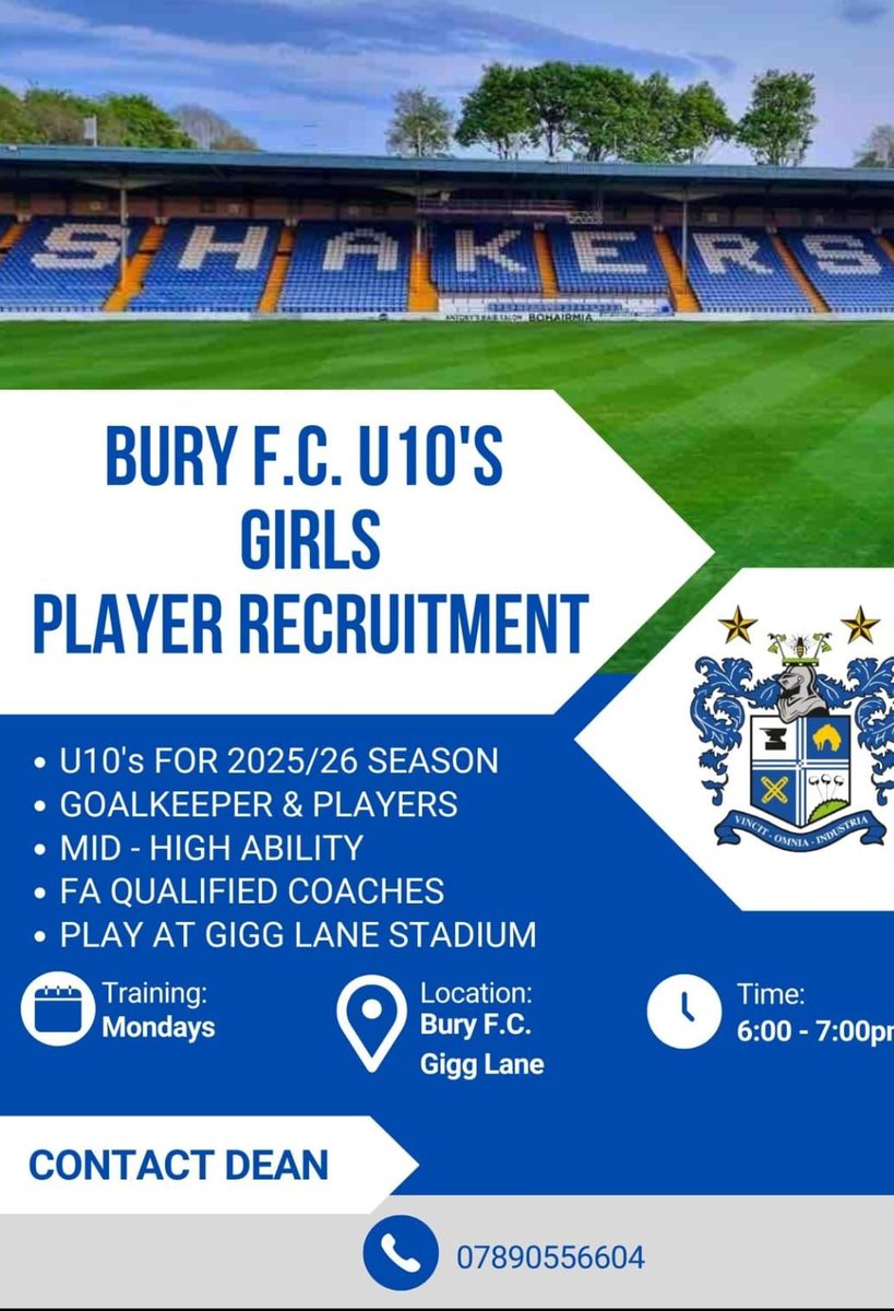 buryfcjuniors's tweet image. Fantastic opportunities to join us!

⚪️🔵

#partofit #buryfc #buryfcjuniors #buryfcfamily