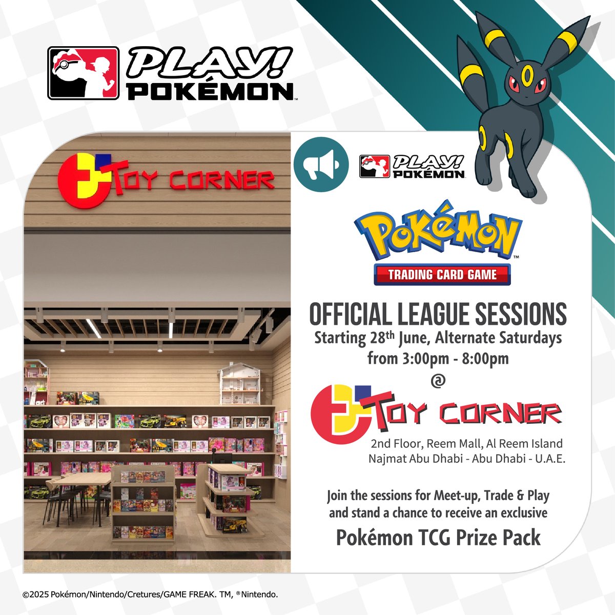 NintendoMDE's tweet photo. Great News for Pokemon TCG Players in Abu Dhabi!
Pokémon TCG Organized Play is coming to:
TOY CORNER
2nd Floor, Reem Mall, Al Reem Island - Abu Dhabi - U.A.E.
#ActiveGulf #Toycorner #gcc #uae #abudhabi #reemmall #pokèmontcg
#pokemon #tcg #League #sessions #PTCGL https://t.co/qKGrJ9x32r