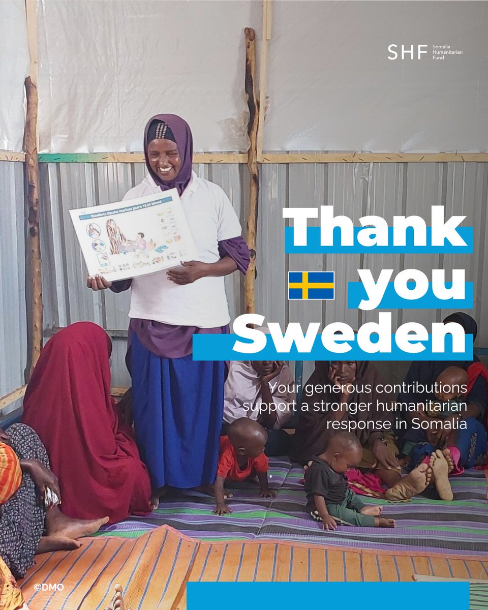 Somalia Humanitarian Fund (@shf_somalia) on Twitter photo Thank you, Sweden 🇸🇪, for your continued support to @SHF_Somalia!
Your $1.99M contribution this year is vital to sustaining lifesaving aid at a time of global funding constraints.
<a href="/SwedeninSomalia/">Sweden in Somalia</a> Thank you, Sweden 🇸🇪, for your continued support to @SHF_Somalia!
Your $1.99M contribution this year is vital to sustaining lifesaving aid at a time of global funding constraints.
<a href="/SwedeninSomalia/">Sweden in Somalia</a>