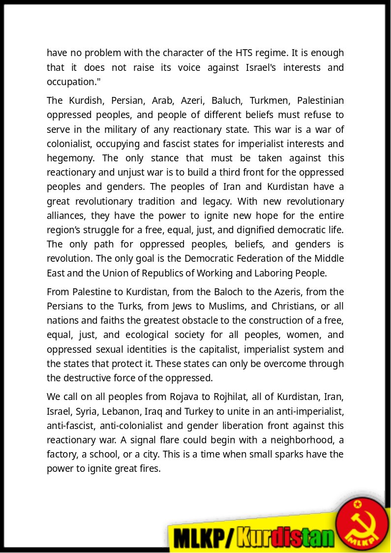 MLKP Turkey/Kurdistan (@mlkp_ib) on Twitter photo MLKP Kurdistan: Let us build revolutionary committees in factories, neighborhoods, & schools. Organize, unite, & strike the system. A signal flare can start with a neighborhood, a factory, a village, or a school. Every spark of revolt is a step toward liberation. #Iran MLKP Kurdistan: Let us build revolutionary committees in factories, neighborhoods, & schools. Organize, unite, & strike the system. A signal flare can start with a neighborhood, a factory, a village, or a school. Every spark of revolt is a step toward liberation. #Iran