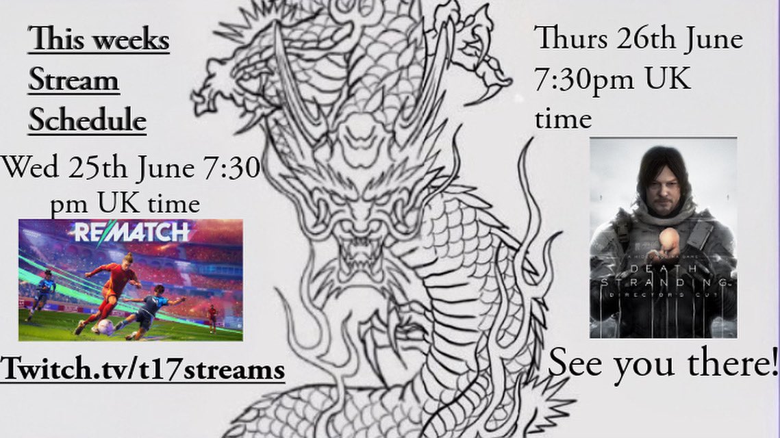 T17streams's tweet photo. This weeks stream schedule! https://t.co/MfCApLalBH
