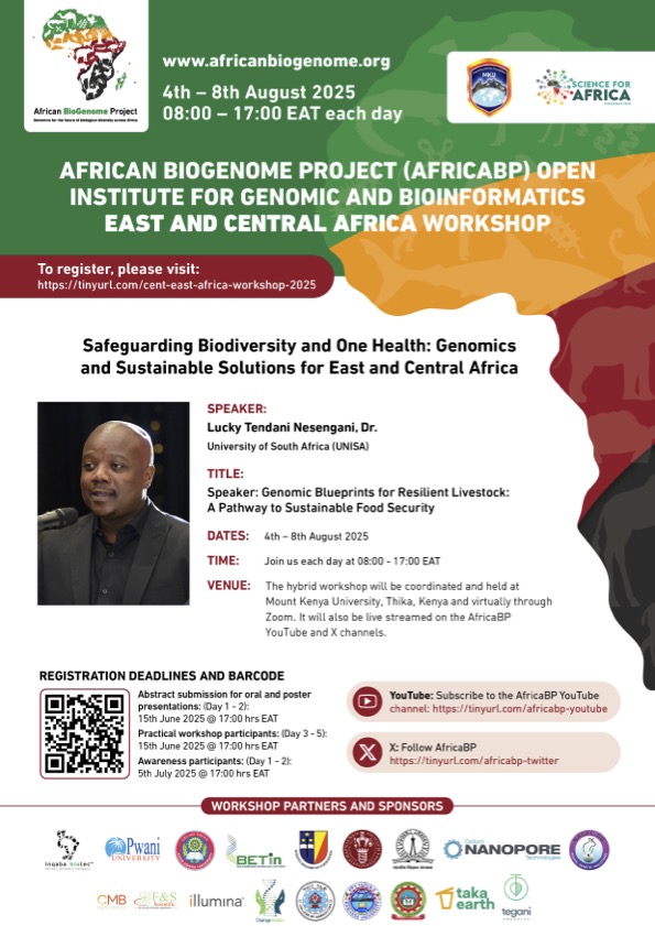 EA-Regional Workshop (@eaafricabp) on Twitter photo We are glad to have Dr. Lucky Tengani Nesengani (PhD) as speaker on our incoming E.A <a href="/DAISEA_AfricaBP/">African BioGenome Project</a> conference at <a href="/MountKenyaUni/">MountKenyaUniversity</a> . If you have not still register, please do so via; lnkd.in/eh5xNwug
<a href="/AnneMuigai_Prof/">Prof Anne Muigai</a> We are glad to have Dr. Lucky Tengani Nesengani (PhD) as speaker on our incoming E.A <a href="/DAISEA_AfricaBP/">African BioGenome Project</a> conference at <a href="/MountKenyaUni/">MountKenyaUniversity</a> . If you have not still register, please do so via; lnkd.in/eh5xNwug
<a href="/AnneMuigai_Prof/">Prof Anne Muigai</a>