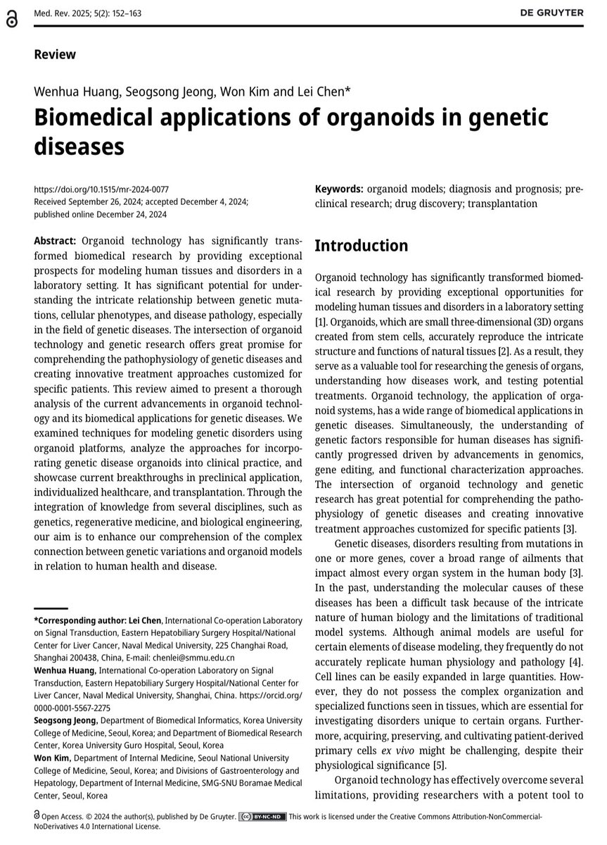 Medical Review (@medicalreviewj) on Twitter photo 🎯Medical Review | <a href="/MedicalReviewJ/">Medical Review</a>
Biomedical applications of organoids in genetic diseases
Open Access
degruyterbrill.com/document/doi/1…
#TIC2025 #Meded #MedX #MedTwitter #MedRev2025 #Science #Health #Organoids #News #DrugDiscovery #PharmaTech 🎯Medical Review | <a href="/MedicalReviewJ/">Medical Review</a>
Biomedical applications of organoids in genetic diseases
Open Access
degruyterbrill.com/document/doi/1…
#TIC2025 #Meded #MedX #MedTwitter #MedRev2025 #Science #Health #Organoids #News #DrugDiscovery #PharmaTech