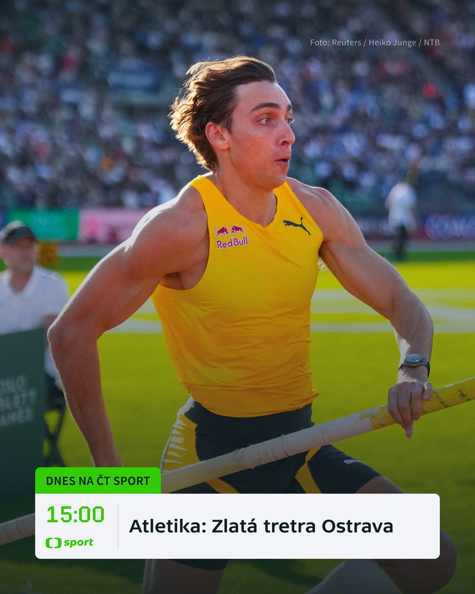 Dnešní atletický program začíná již v 15:00 a bude opravdu nabitý! 💣 Těšit se v něm můžete například na exkluzivní rozhovor 🎤 s Armandem Duplantisem a dalšími hvězdnými atlety! ✨ Tak se dívejte. 😉