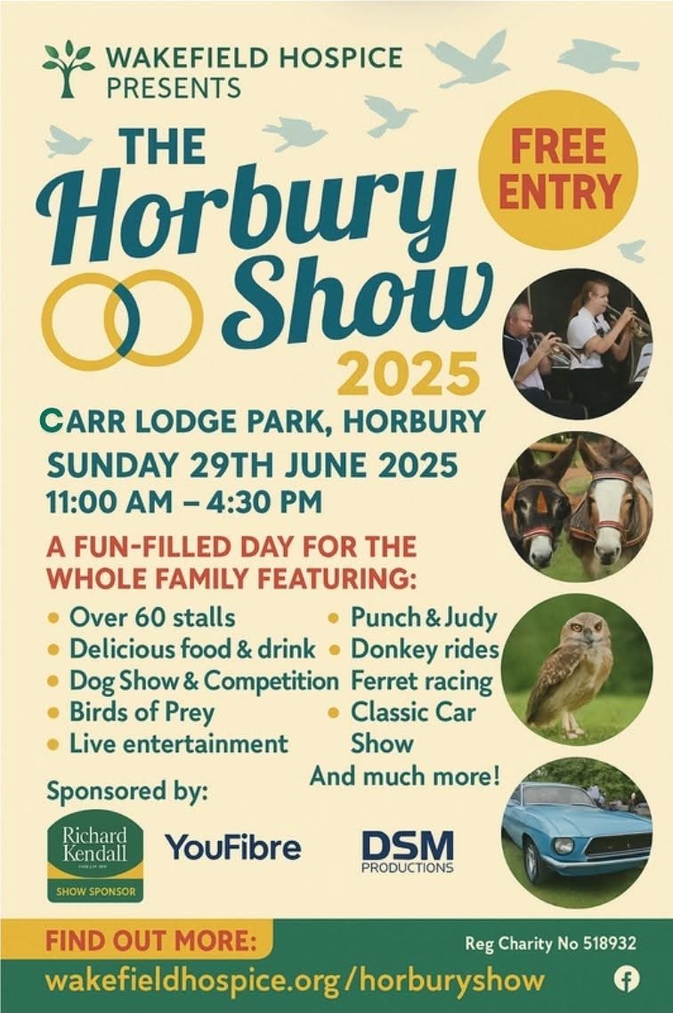 THIS SUNDAY! Horbury Show raising money for <a href="/WfldHospice/">Wakefield Hospice</a> 

#Horbury #LoveHorbury #LoveWhereYouLive