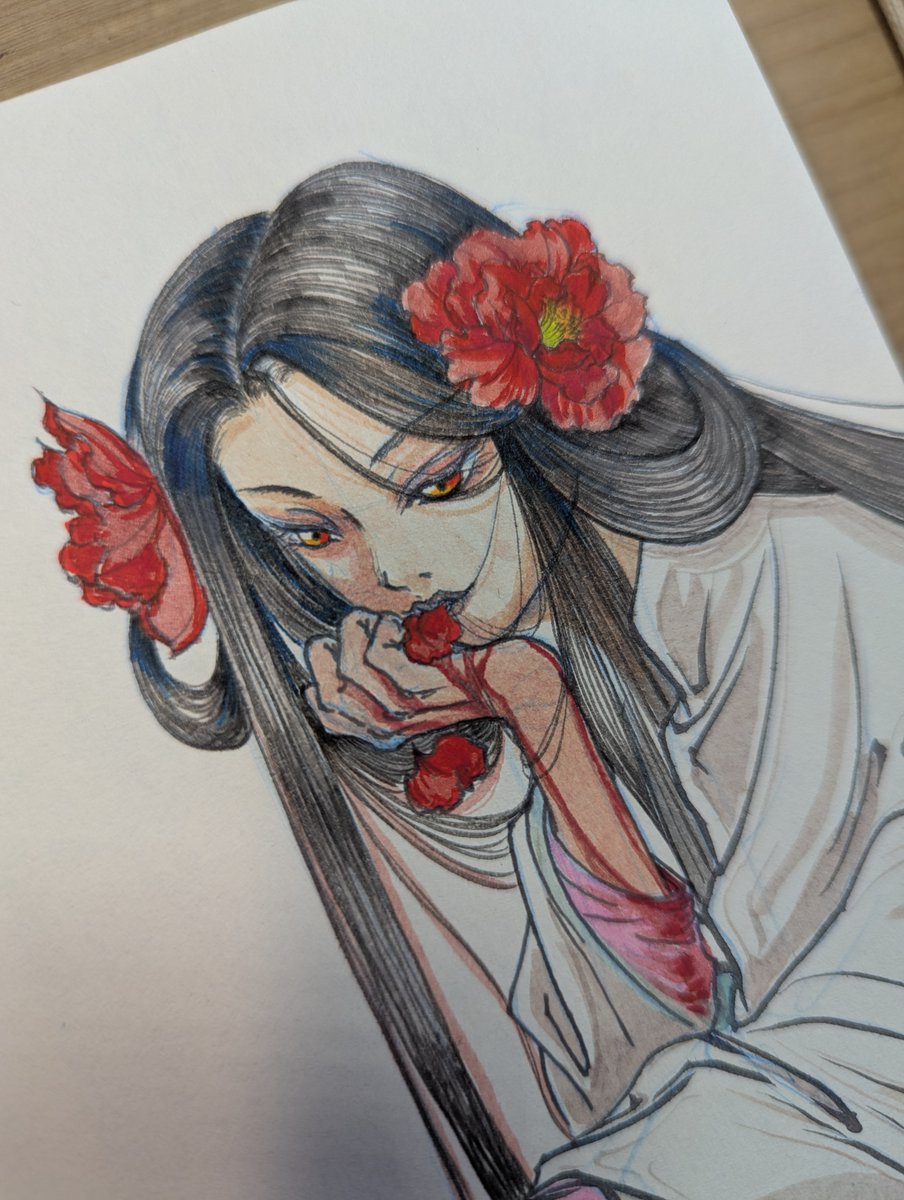 fourlanlan's tweet image. 画画练习。画个茶花女妖。#artmoots
完整的绘制过程在油管youtube.com/watch?v=AmyYm8…