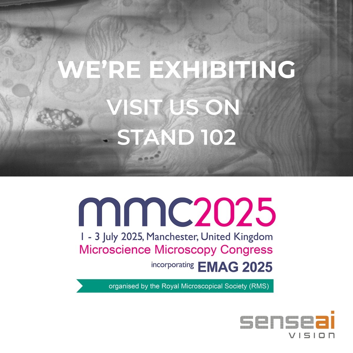 SenseAIUK's tweet image. The Royal Microscopical Society #MMC2025UK kicks off one week today and we&apos;ll be there!
Join us at stand #102 for low-dose, low-data, superfast imaging 🔬Registration is FREE at mmc-series.org.uk
#MMC2025 #ElectronMicroscopy #ScientificImaging #Imaging #Subsampling