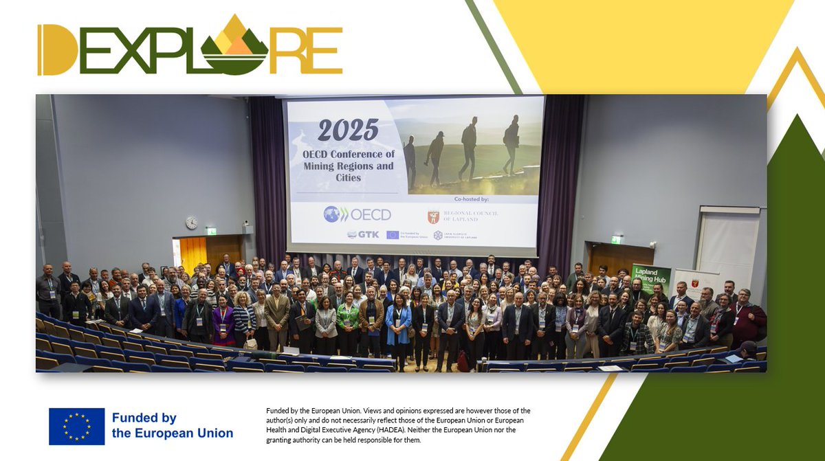 dexploreproject's tweet photo. Last week, @dexploreproject was showcased at the #2025OECDConference in Rovaniemi 🇫🇮 to shape more inclusive &amp; sustainable futures for mining regions! 🌍⛏️ A great moment to share, connect &amp; collaborate on greener exploration methods! 💪🔄
#DEXPLORE #OECD2025 #SustainableMining https://t.co/oCTbO95xzS