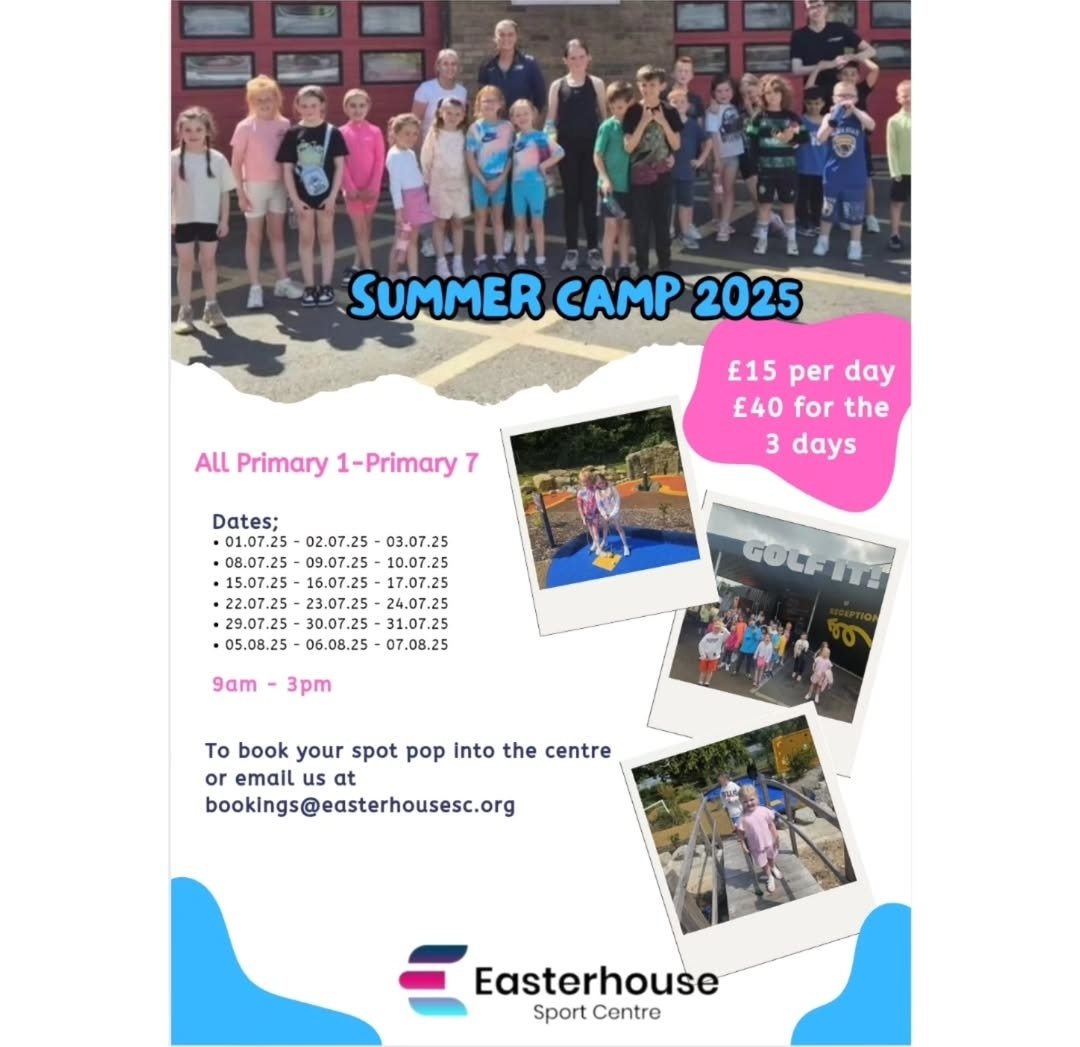 Easterhouse Sport Centre (@easterhouse_sc) on Twitter photo π½οΈ Summer Camp Update! πβοΈ
ππΌππΌππΌππΌππΌ
Book your spot by popping into the centre or emailing us at
bookings@easterhousesc.org π©
Thank you for sticking with us π
#SummerCamp2025 #CommunityStrong #PackedLunchCrew #MakingMemories #SupportLocal #StillTheBestSummerEver π½οΈ Summer Camp Update! πβοΈ
ππΌππΌππΌππΌππΌ
Book your spot by popping into the centre or emailing us at
bookings@easterhousesc.org π©
Thank you for sticking with us π
#SummerCamp2025 #CommunityStrong #PackedLunchCrew #MakingMemories #SupportLocal #StillTheBestSummerEver