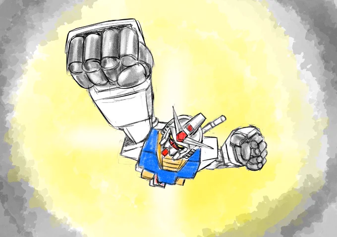 平行宇宙を超えて光の中から現れるウルトラマンゼr.......じゃなかったガンダムの活躍が楽しみですねらくがき。 いえね、カラーさんだから会社ロゴが表示されるときの効果音と一緒にこう現れて欲しかったなとw #GQuuuuuuX #ジークアクス