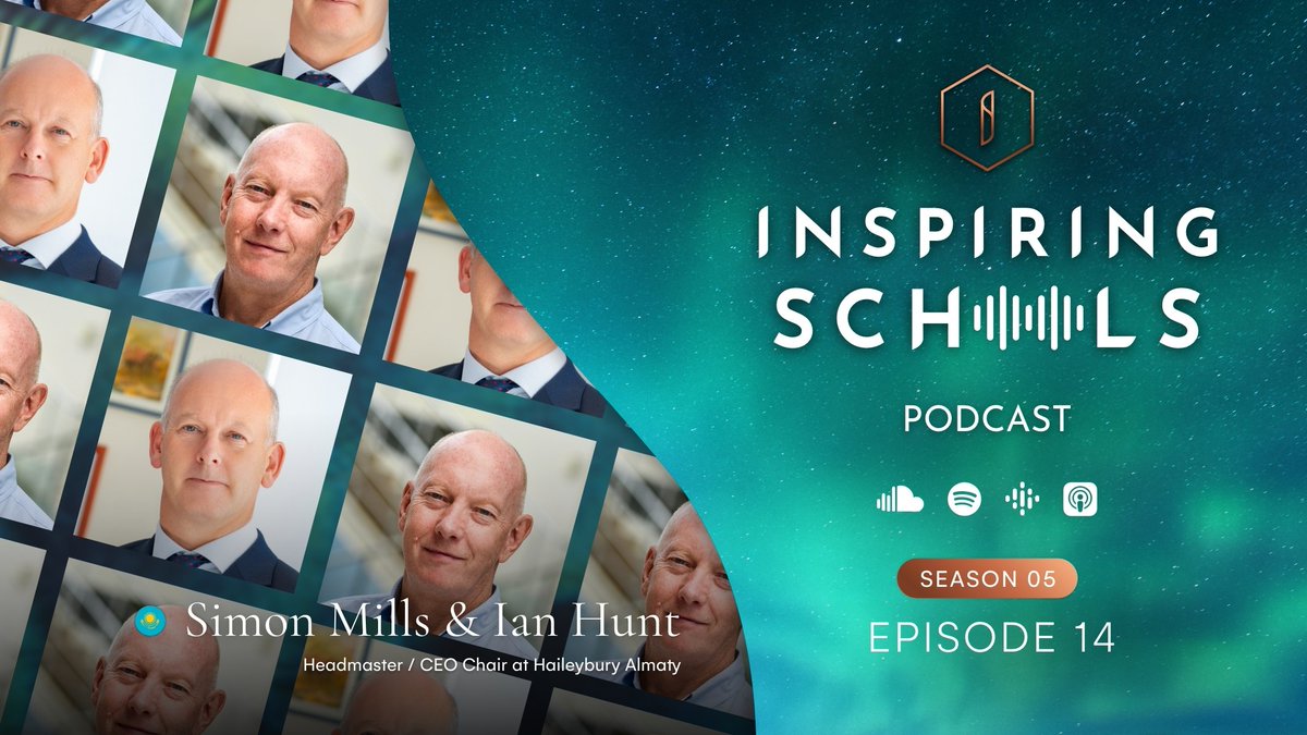 SimonNoakes's tweet image. I am delighted to announce our guest for S5E14 of our #InspiringSchoolsPodcast ~ Simon Mills &amp;amp; Ian Hunt, Headmaster &amp;amp; CEO Chair at @HaileyburyKZ. 
Tune in tomorrow afternoon across Spotify, iTunes, Google &amp;amp; Soundcloud.✨