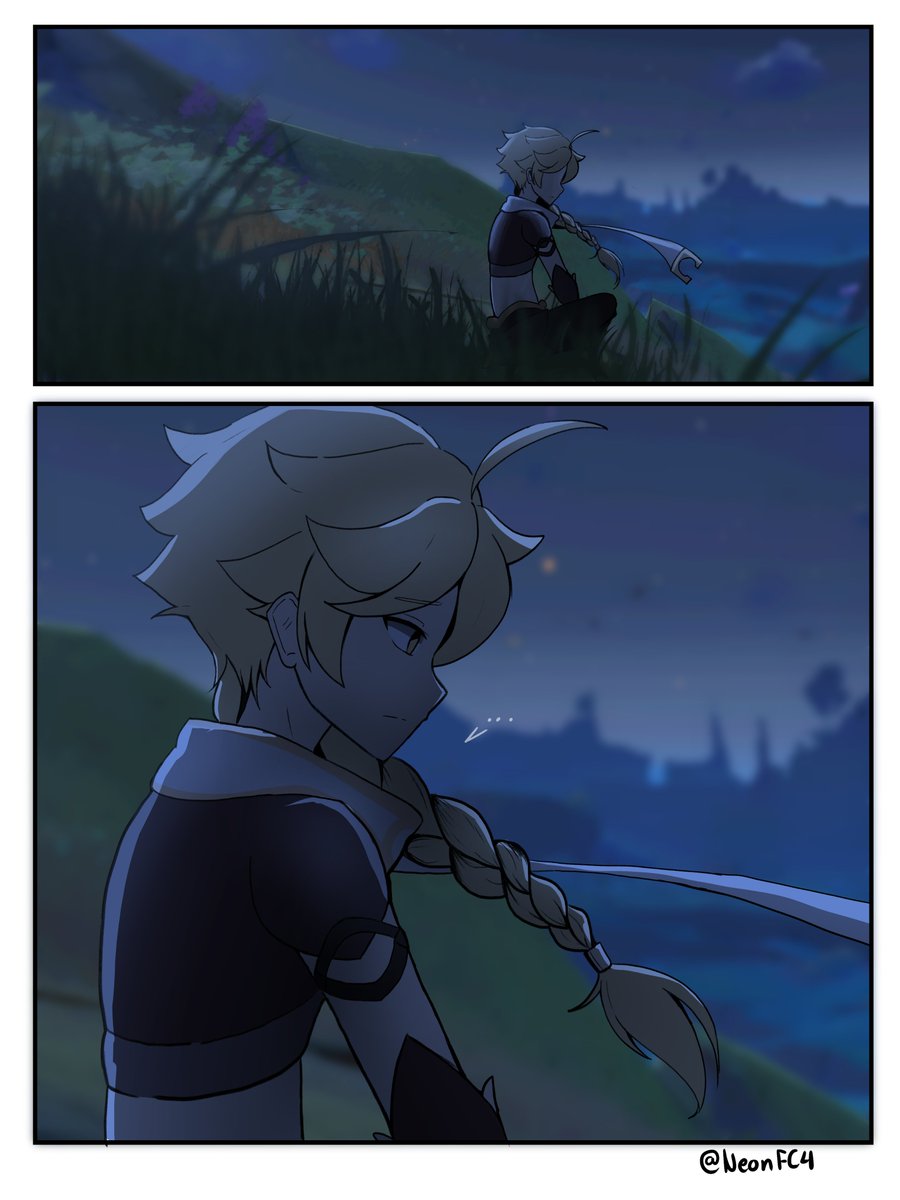 NeonFC4's tweet photo. [ What if... Short Comic ] 
Direidyth and the Traveler

#原神 #GenshinImpact #Aether #Direidyth #aedyth https://t.co/fM5AQrIle1