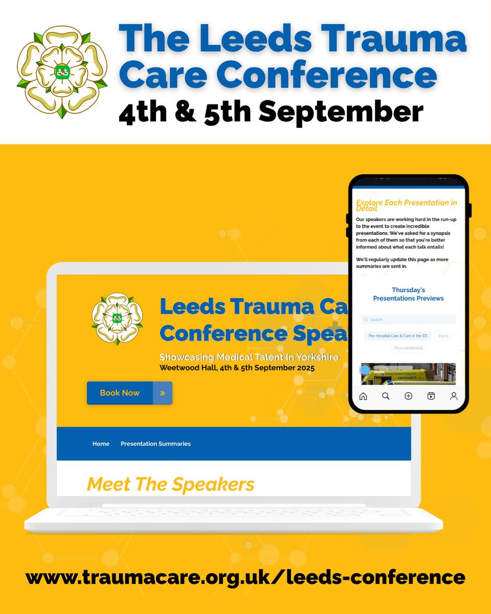 Trauma Care Charity UK (@traumacareuk) on Twitter photo π Weβve just launched two brand-new pages for the Leeds Trauma Care Conference, helping you be more informed for the event!
Explore presentation previews & meet the expert speakers in advance by going to:
π Agenda: traumacare.org.uk/leeds-conferenβ¦
π₯ Speakers: traumacare.org.uk/leeds-conferenβ¦ π Weβve just launched two brand-new pages for the Leeds Trauma Care Conference, helping you be more informed for the event!
Explore presentation previews & meet the expert speakers in advance by going to:
π Agenda: traumacare.org.uk/leeds-conferenβ¦
π₯ Speakers: traumacare.org.uk/leeds-conferenβ¦