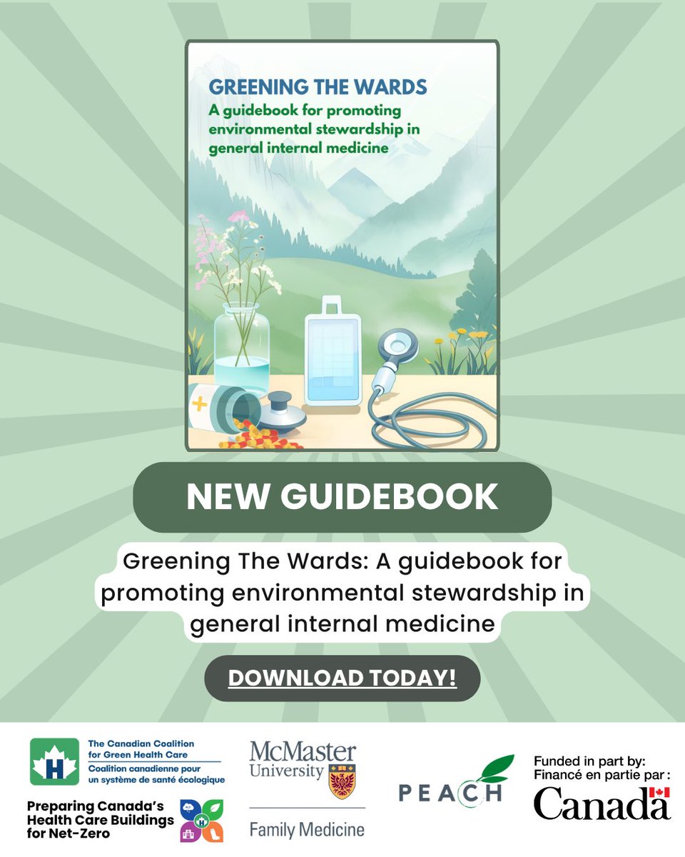 PEACH Health Ontario (@peach_healthon) on Twitter photo 🌱 Greening the Wards is here! This new guidebook by <a href="/ccghc/">CCGHC</a> empowers general internal medicine teams to lead climate action with evidence-based, low-carbon care strategies & real-world examples.
📘 Get your copy:
EN:conta.cc/44fyvc3
FR: conta.cc/3Gd8vFZ 🌱 Greening the Wards is here! This new guidebook by <a href="/ccghc/">CCGHC</a> empowers general internal medicine teams to lead climate action with evidence-based, low-carbon care strategies & real-world examples.
📘 Get your copy:
EN:conta.cc/44fyvc3
FR: conta.cc/3Gd8vFZ