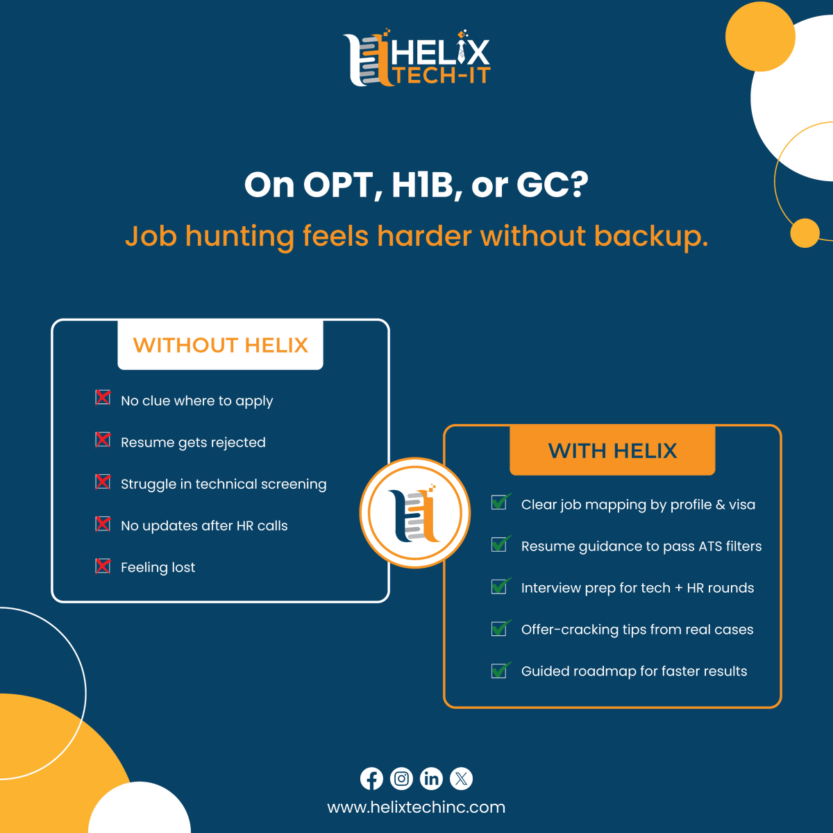 HelixTechIT's tweet image. Feeling lost in the U.S. job hunt? You are not underqualified, just under-supported.

1500+ students trusted us, and landed faster.

Visit: helixtechinc.com
DM us for a free consult.

#internationalstudents #recentgraduates #usjobs #careeropportunity #careergrowth