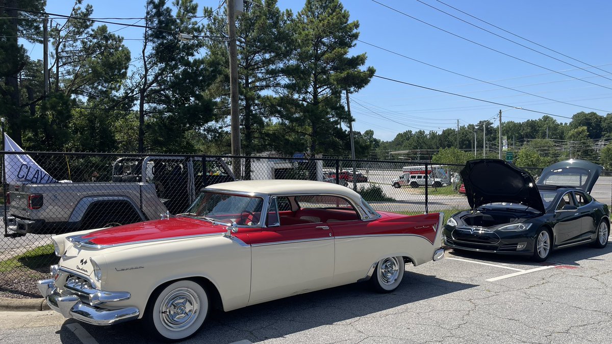 The band shared this pic from Saturday’s car show. You can see the <a href="/ionnaofficial/">IONNA</a> sticker set I got from the <a href="/Out_of_Spec/">Out of Spec Studios</a> meetup in Apex back in December and the top of the “small block” V8 can in the frunk. Shot taken from the back of the Jeep Gladiator at the lot’s entrance.