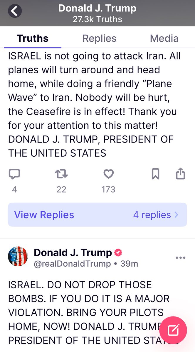 danriversitv's tweet image. Président Trump getting ever more furious with Israel.