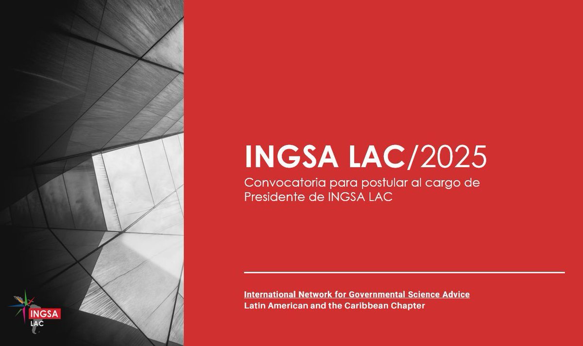 Are you an Evidence-to-Policy leader in #LatinAmerica or the #Caribbean? There is now unique opportunity to be the Chair of @INGSALac, the leading #scienceadvice network in the region.

Find out more and apply by 30th June!

buff.ly/PYhiJ4z