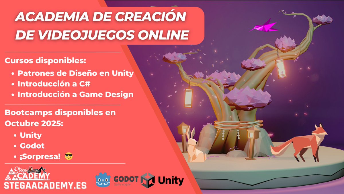 Elena Blanes (@elenaimagineer) on Twitter photo 🎮¿Quieres crear videojuegos?🎮
<a href="/StegaAcademy/">Stega Academy</a> no cierra este verano 😎. Mira los cursos que tenemos disponibles ahora y lo que se viene en otoño 😌😱🤐
Info e inscripciones:
stegaacademy.es
academy@stega.io
Mucho #gamedev y del bueno 🔥 🎮¿Quieres crear videojuegos?🎮
<a href="/StegaAcademy/">Stega Academy</a> no cierra este verano 😎. Mira los cursos que tenemos disponibles ahora y lo que se viene en otoño 😌😱🤐
Info e inscripciones:
stegaacademy.es
academy@stega.io
Mucho #gamedev y del bueno 🔥
