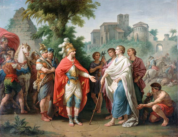 AdlerYonatan's tweet image. Antiochus IV Epiphanes and Gaius Popillius Laenas (Egypt, 168 BCE)