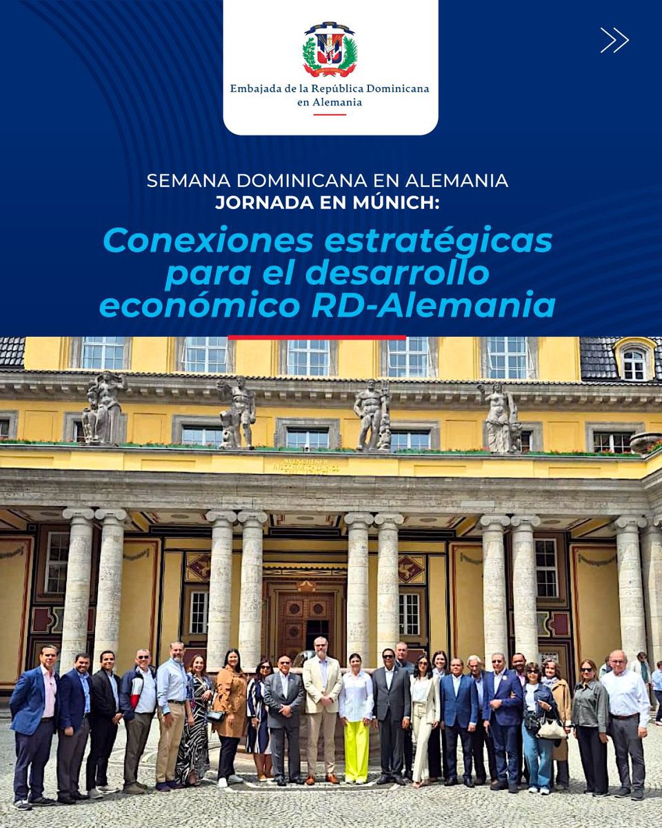 RDenAlemania's tweet image. 🇩🇴🇩🇪 En Múnich, la delegación dominicana —encabezada por @pujoljoseline y @ahkrepdom— se reunió con el Dr. Christian Breitenstein, visitó la feria #TransportLogistic y recorrió @munichre, @audi y @bmwwelt.
Claves: innovación, sostenibilidad y cooperación.
#SemanaDominicana2025