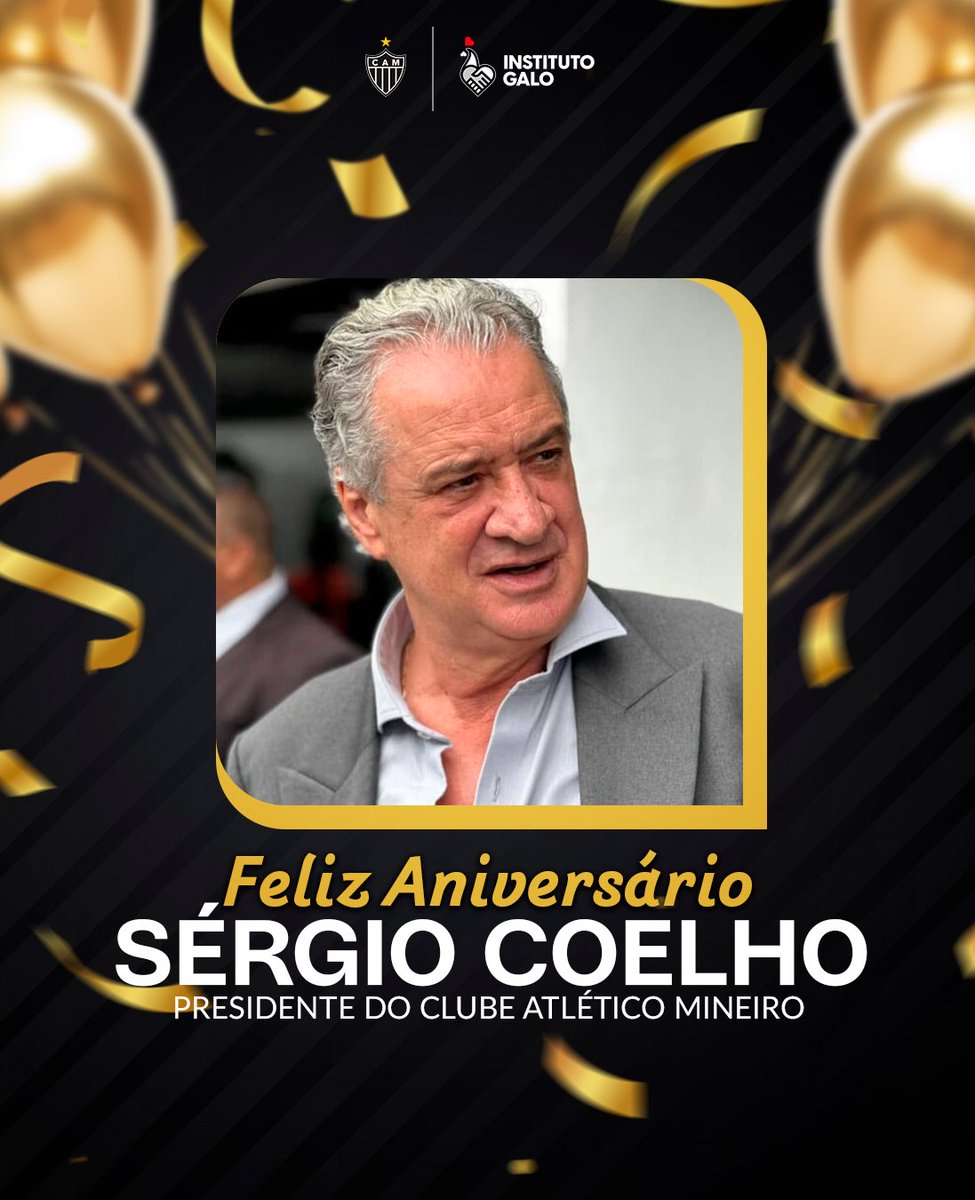🎉 Parabéns, Sérgio Coelho! 

Presidente do Atlético e grande entusiasta da criação do Instituto Galo, Sérgio Coelho completa hoje 65 anos. Apaixonado pelo clube e figura atuante na trajetória do Instituto, é um pilar essencial da nossa história. 💪🐔

Sérgio segue firme no