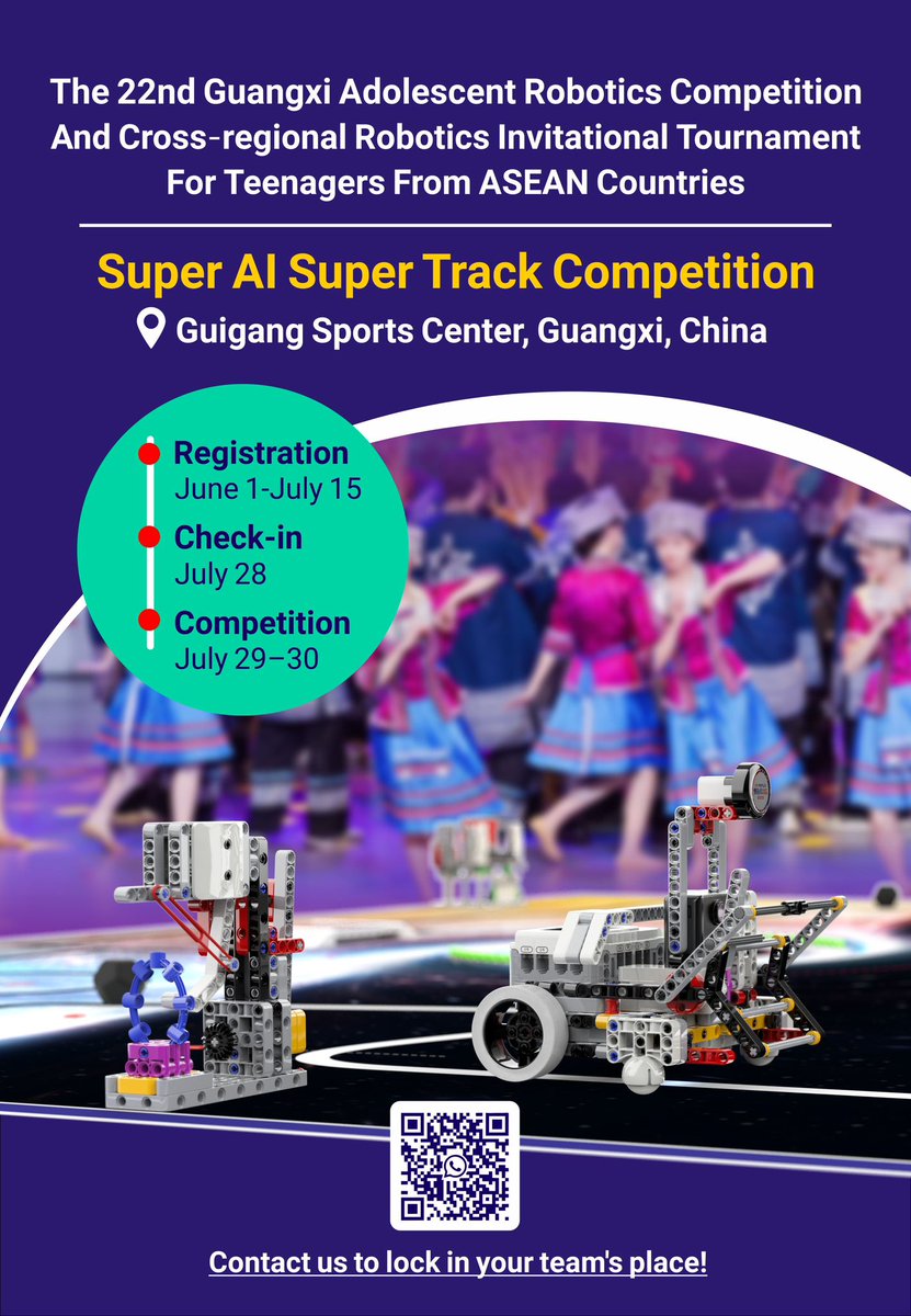 amychan301's tweet photo. The 22nd Guangxi ASEAN Competition invites you to participate!
Welcome to join, more information please contact ZMROBO.
#SuperTrack #ASEAN #ZMROBO #Competition https://t.co/n9t8EXonWl