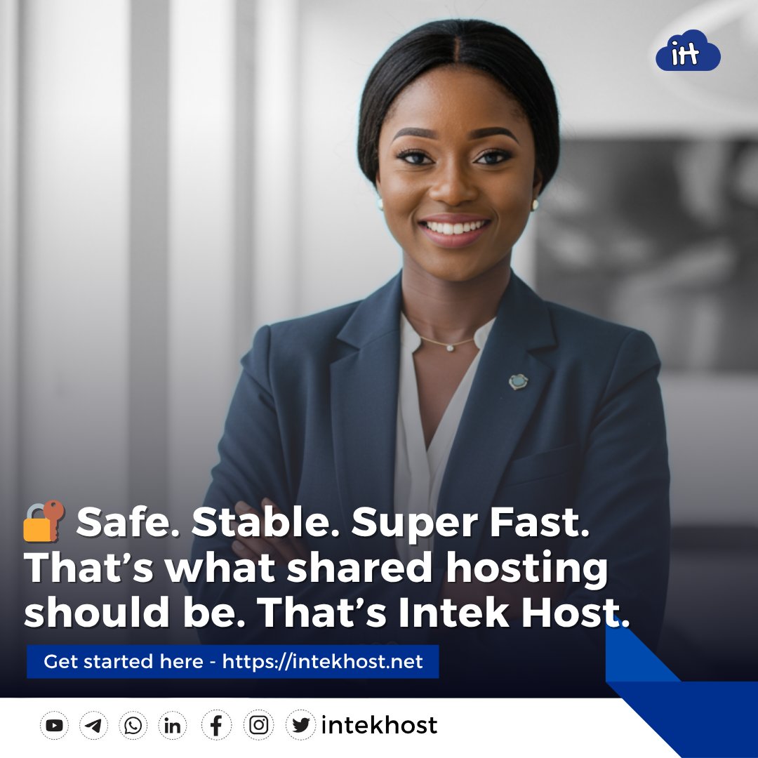 IntekHost's tweet photo. 🔐 Safe. Stable. Super Fast. That’s what shared hosting should be. That’s Intek Host. Get started here - https://t.co/nkZhzmxcQh

#SecureHosting #GhanaHosting #IntekHost #WebsiteCare #FastHosting #trending #viral #newhosting #reels #website #Ecommerce #onlinetrading #online https://t.co/Ij1e697o6Y