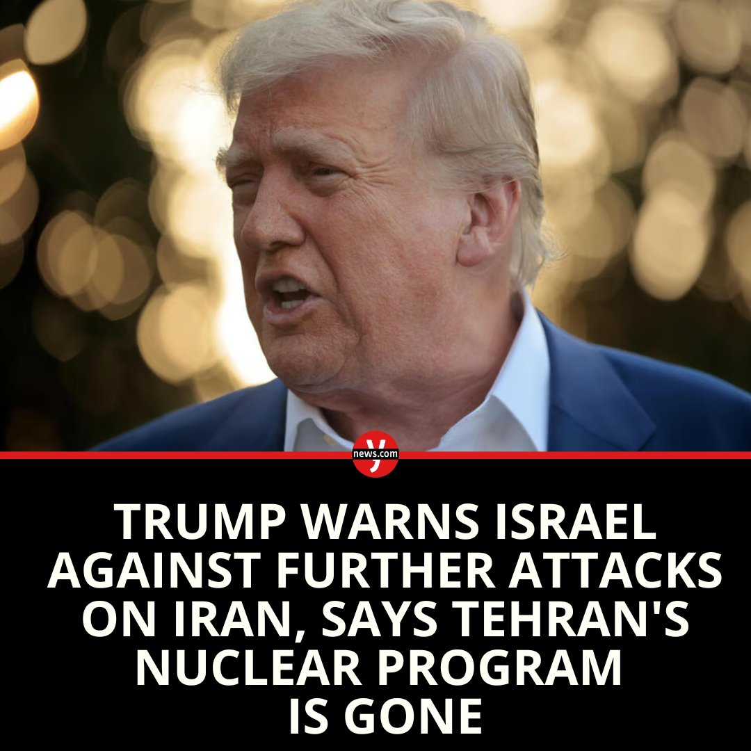 ynetnews's tweet image. U.S. president tells Israel to call back pilots and not drop bombs on Iran after Israel says it will respond with force to Iranian strike violating ceasefire; 'I got to get Israel to calm down now,' he says

bit.ly/407Zg0T

#PresidentTrump #WarWithIran #NuclearFacilities