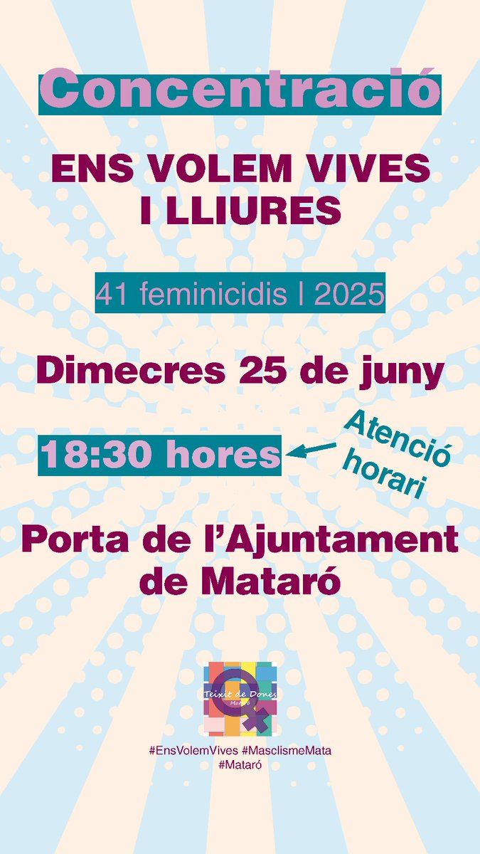 Demà dimecres
#EnsVolemVives #masclismemata #mataró