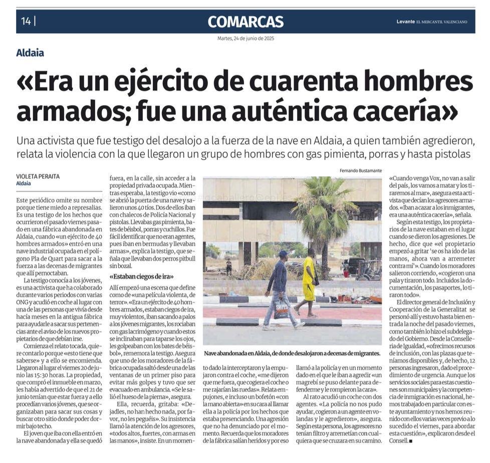SoloPasabaXahi's tweet photo. Esto que ha pasado en Aldaia es muy grave. 

Un ejercito de escuadristas fascistas atacando a proletarios migrantes para defender la propiedad de un empresario.

Debemos responder como clase a estos ataques. Y se responde dándoles su propia medicina. https://t.co/xTXkemQcGH
