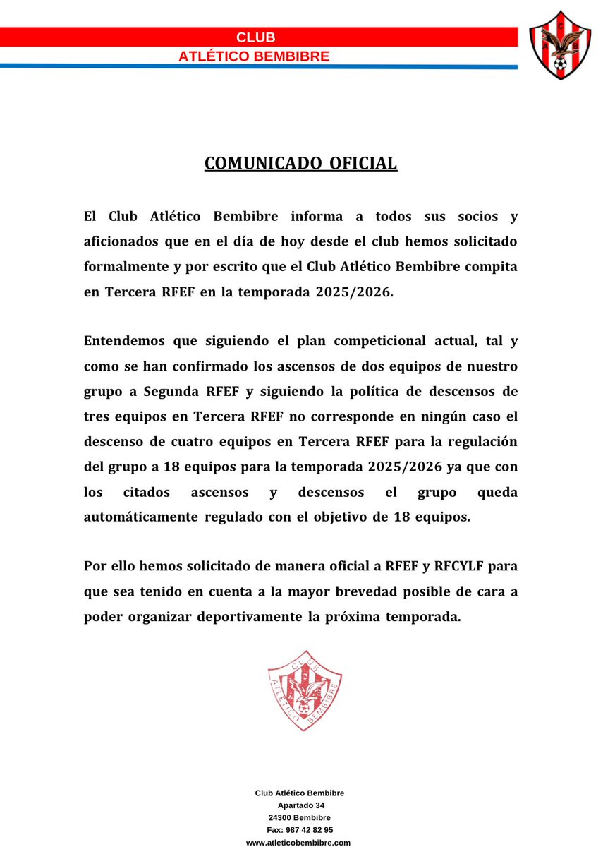 🆎📄

Comunicado oficial del Club Atlético Bembibre.