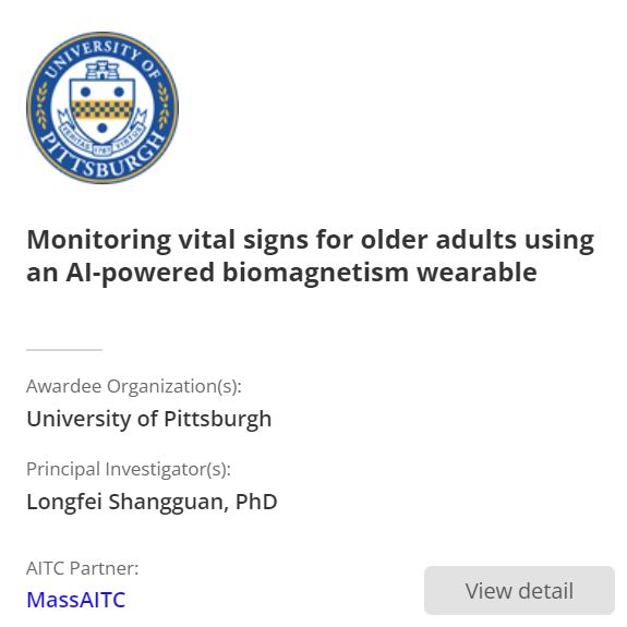 a2 Collective #awardee <a href="/PittTweet/">University of Pittsburgh</a> is piloting an AI-powered wearable that uses biomagnetism to monitor vital signs in older adults. Led by Longfei Shangguan with <a href="/MassAITC/">MassAITC</a>. #cohort4 #AI #wearables #healthyaging #mobility a2collective.ai/awardees/unive…
