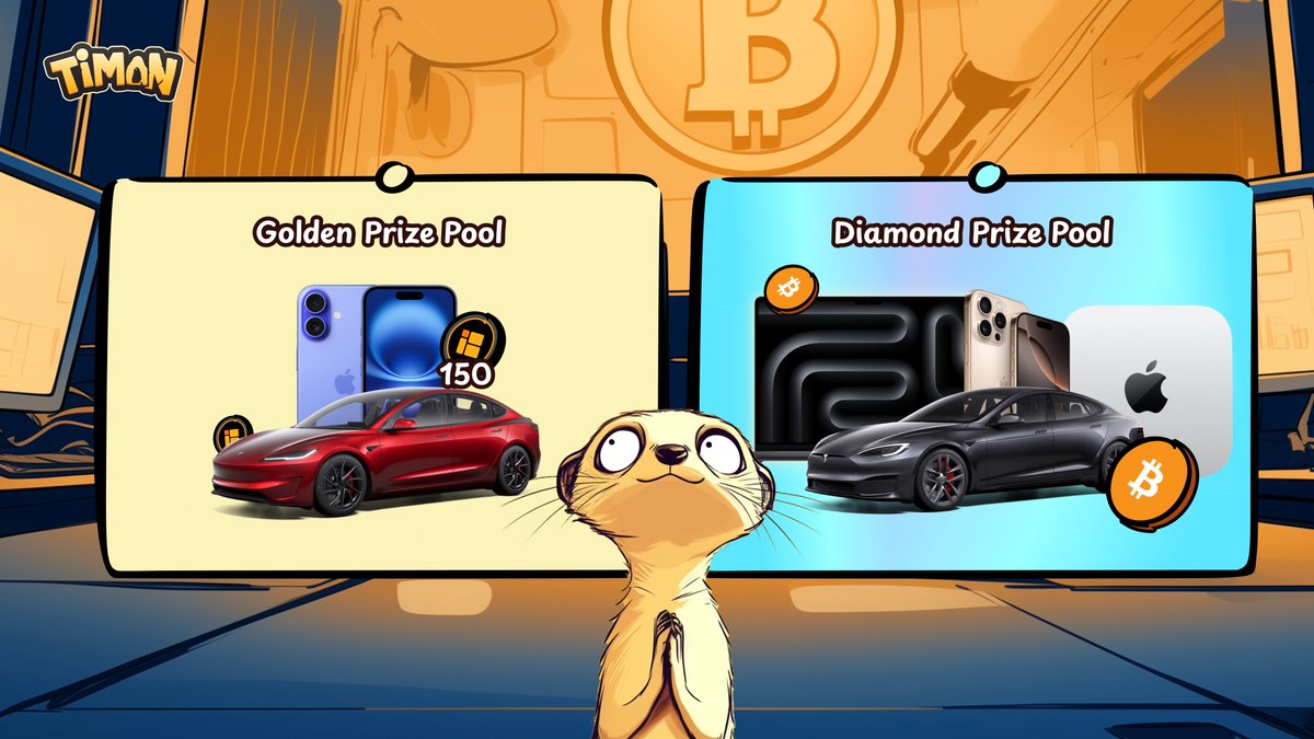 Did you CHECK our prize pool ⁉️

It's worth over $1 MILLION !!!

👉 t.me/TimonFunBot/ti…

💛 Golden Prize Pool:
✨ Tesla Model 3
✨ iPhone
✨ 150 BitmapTokens

💎 Diamond Prize Pool:
🌟 Tesla Model S
🌟 iPhone 16 Pro Max
🌟 MacBook Pro &amp; Mac Mini
🌟 BTC

Start NOW and let the