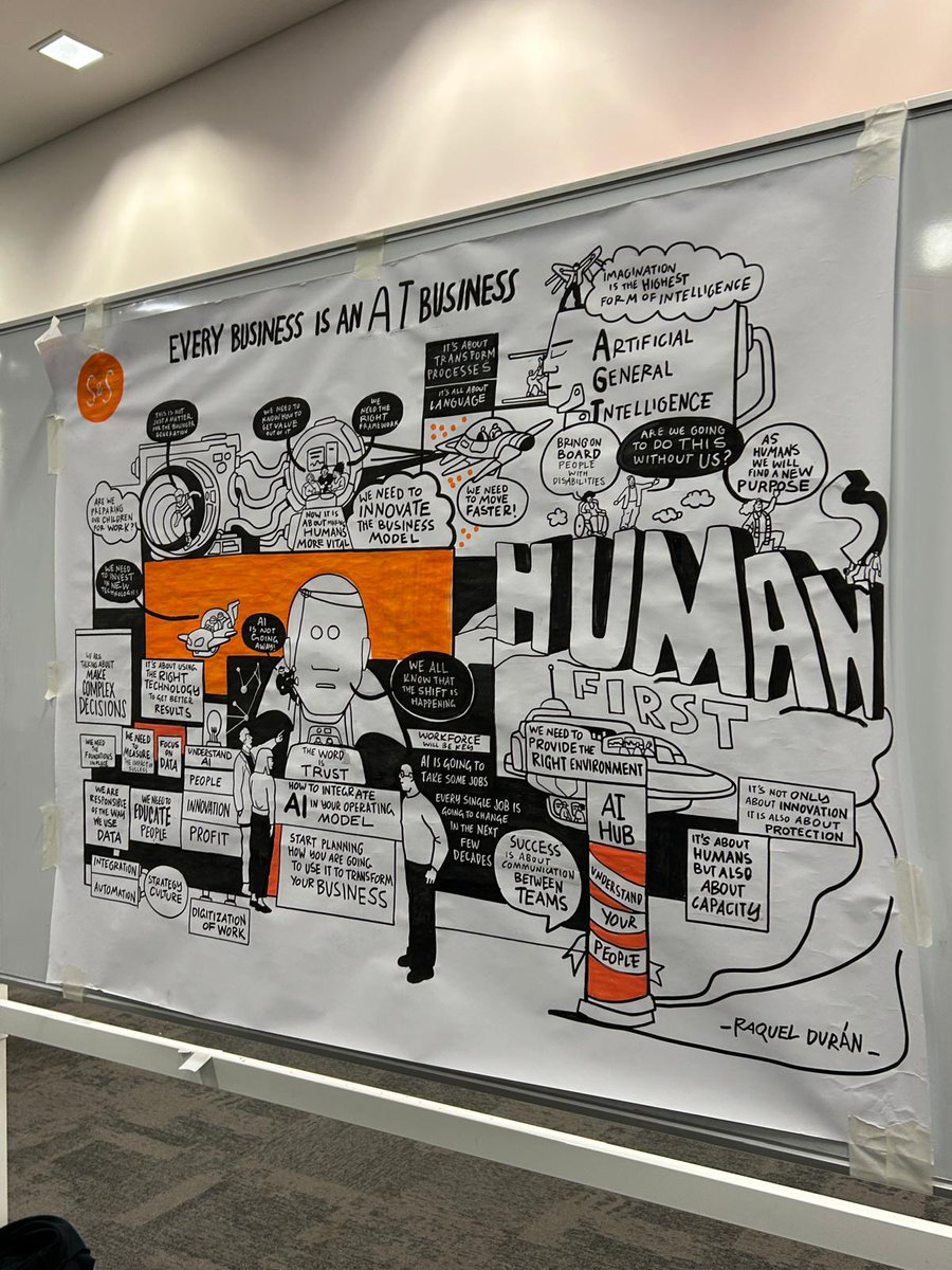 RaquelCronopia's tweet photo. My last super event with the @SullyandStan team. Spectacular as always and about one of my favorite topics: #AI #livescribe #visualthinking #visualfacilitation https://t.co/eM3PFURbz0