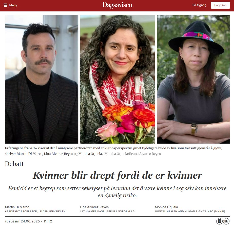 [EN] Op-ed in <a href="/Dagsavisen/">Dagsavisen</a>  with Lina Álvarez Reyes and Mónica Orjuela  – if you're interested.

[NO] Kronikk i <a href="/Dagsavisen/">Dagsavisen</a> med Lina Álvarez Reyes og Mónica Orjuela– om du er interesserte:
dagsavisen.no/debatt/kvinner…