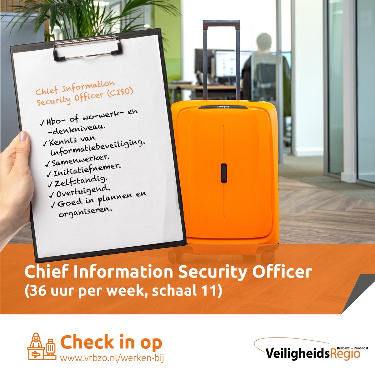 Interesse in een functie als Chief Information Security Officer (CISO)? Bekijk dan de hele vacature op onze website! vrbzo.nl/vacatures/chie…