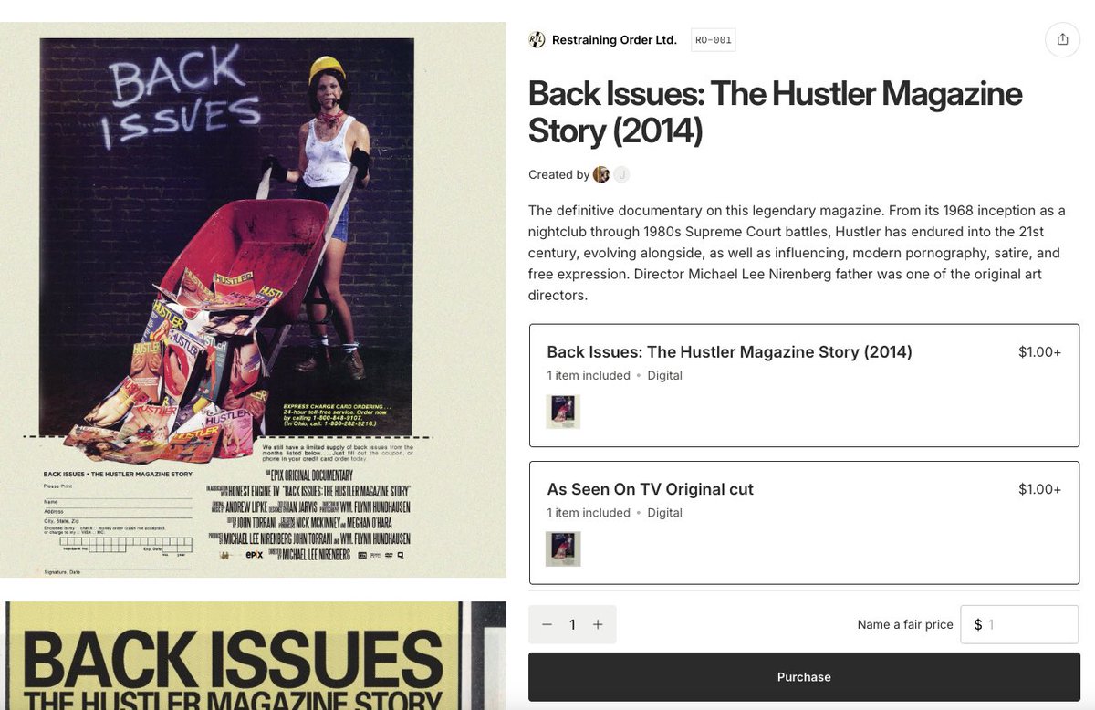 Michael Lee Nirenberg (@mlnirenberg) on Twitter photo Back Issues: The Hustler Magazine Story (2014) is back on streaming again. Only on <a href="/metalabel_/">Metalabel</a>. Pay what you wish. <a href="/JohnTorrani/">John Torrani</a>
#stayindie #hustlermagazine #firstamendment #70sporn <a href="/HustlerMag/">HUSTLER Magazine</a> Back Issues: The Hustler Magazine Story (2014) is back on streaming again. Only on <a href="/metalabel_/">Metalabel</a>. Pay what you wish. <a href="/JohnTorrani/">John Torrani</a>
#stayindie #hustlermagazine #firstamendment #70sporn <a href="/HustlerMag/">HUSTLER Magazine</a>