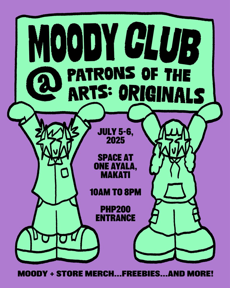 We're part of the biggest art convention of the year!

Catch us at Patrons of the Arts: Originals on July 5-6, 2025 @ Space at One Ayala, Makati City. 

We're bringing moody + store merch, a mini gacha machine, and more! You can also sign up for the store waitlist at our booth!