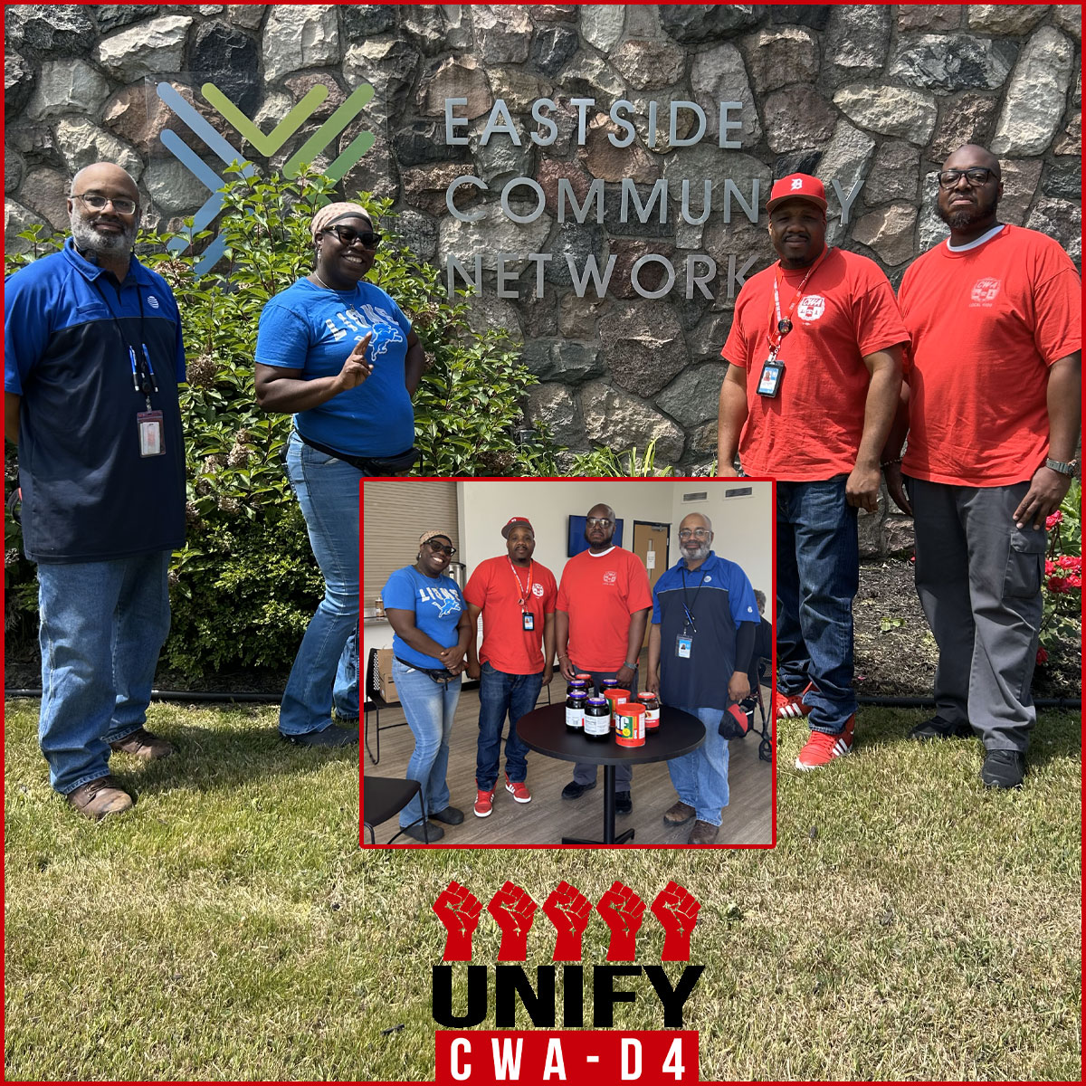 D4CWA's tweet image. Great job CWA Local 4100 in Detroit for raising over $300 for the Human Rights Committee’s PB&J Food Drive! The donation went to the Eastside Community Network to help fight food insecurity. Another beautiful example of members making a difference in their community. #CWAStrong