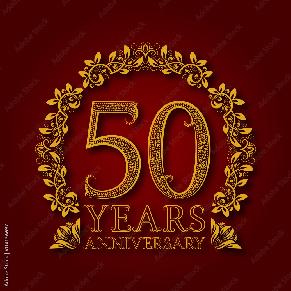 yurrey_p's tweet photo. #Golden emblem of #fiftieth years #anniversary. #Celebration patterned logotype with shadow on red. #StockVector | #AdobeStock https://t.co/vyJdiiM2Uo https://t.co/EpJOp7m9BD
