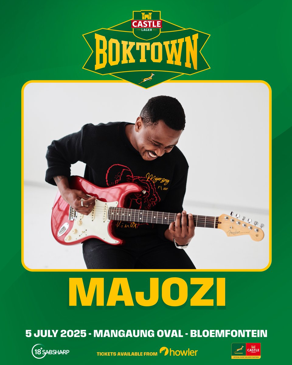 CastleBoktown's tweet image. Majozi is bringing feel-good tunes and proper gees to Castle Lager Boktown Bloem ๐ฟ๐ฆ๐ถ
Catch him live before the Boks take on Italy.
๐ Mangaung Oval, Bloemfontein
๐ Saturday, 5 July
๐ Entry from R80: tr.ee/DF3Y1T