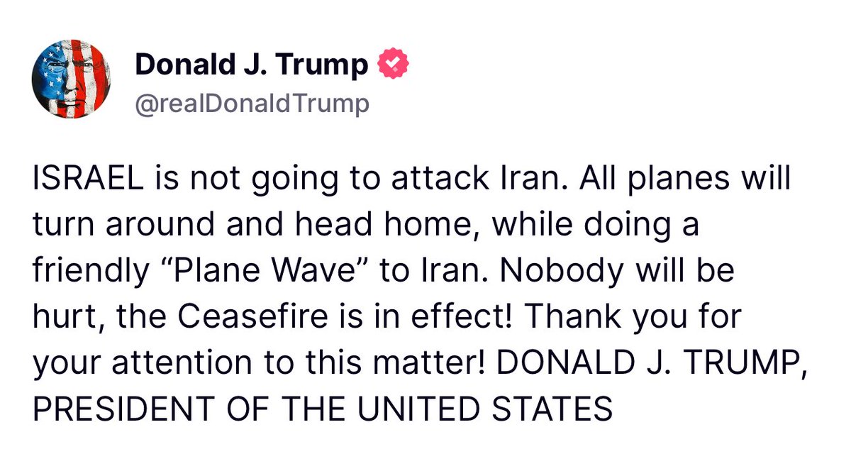 Putting Netanyahu on notice….

If Israel pokes back and fully breaks the ceasefire, Trump may just regime change BB.

(I jest… in part).
