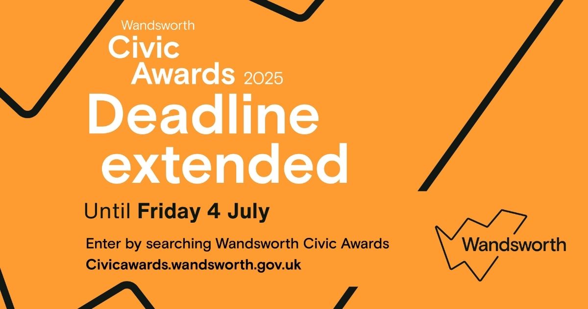 🌟 Good news! The deadline to nominate for the Wandsworth Civic Awards has been extended to 4 July.

You’ve got a few more days to recognise someone who’s gone above and beyond for the community.

Nominate now 👇
wandsworth.gov.uk/news/news-june…