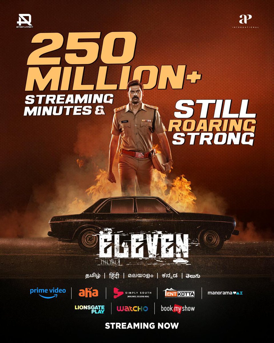 AR Entertainment (@arentertainoffl) on Twitter photo Still streaming, Still ruling, #Eleven at 250M+ & counting πβ€οΈβπ₯
<a href="/Naveenc212/">Actor Naveen Chandra</a> <a href="/ARentertainoffl/">AR Entertainment</a> <a href="/SushmaCineArts/">Sushma Cine Arts</a> <a href="/lokeshajls/">Lokkesh Ajls</a> <a href="/immancomposer/">D.IMMAN</a> <a href="/actressReyaa/">Reyaa</a> <a href="/abhiramiact/">Abhirami</a> <a href="/Riythvika/">Riythvikaβ¨</a> <a href="/ActorDileepan/">Dileepan</a> @actorshashank <a href="/karthikisc/">KARTHIK DOP</a> <a href="/srikanth_nb/">EditorSrikanthNB</a> <a href="/saregamasouth/">Saregama South</a> <a href="/onlynikil/">Nikil Murukan</a> Still streaming, Still ruling, #Eleven at 250M+ & counting πβ€οΈβπ₯
<a href="/Naveenc212/">Actor Naveen Chandra</a> <a href="/ARentertainoffl/">AR Entertainment</a> <a href="/SushmaCineArts/">Sushma Cine Arts</a> <a href="/lokeshajls/">Lokkesh Ajls</a> <a href="/immancomposer/">D.IMMAN</a> <a href="/actressReyaa/">Reyaa</a> <a href="/abhiramiact/">Abhirami</a> <a href="/Riythvika/">Riythvikaβ¨</a> <a href="/ActorDileepan/">Dileepan</a> @actorshashank <a href="/karthikisc/">KARTHIK DOP</a> <a href="/srikanth_nb/">EditorSrikanthNB</a> <a href="/saregamasouth/">Saregama South</a> <a href="/onlynikil/">Nikil Murukan</a>