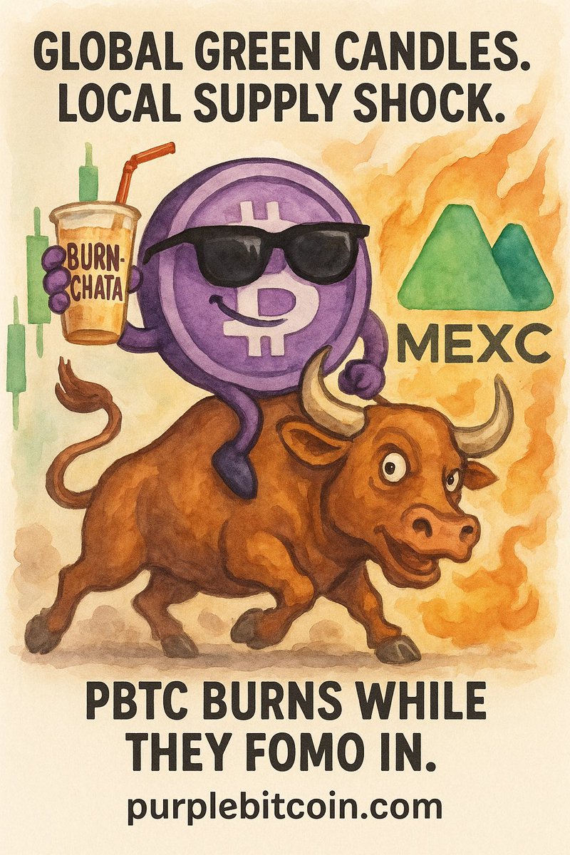 $PBTC just touched down on <a href="/MEXC_Official/">MEXC</a>.
Global trading: ON.
Burn mechanics: ACTIVE.
Scarcity: LOCKED IN. 🔒🔥

Welcome to the purple era.
Let fiat feel the heat. 🟣🔥

#PBTC #MEXC 
#PurpleBitcoin 
#Bitcoin #Solana #CryptoScarcity